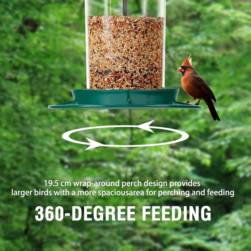 Youvip Metal Bird Feeder for Outdoors Hanging,3.0LB Seed Feeder,Easy to Fill & Clean,360° Feeding,Chew Proof Weatherproof Roof for Gardens and Wild Birds,Green - Image 5